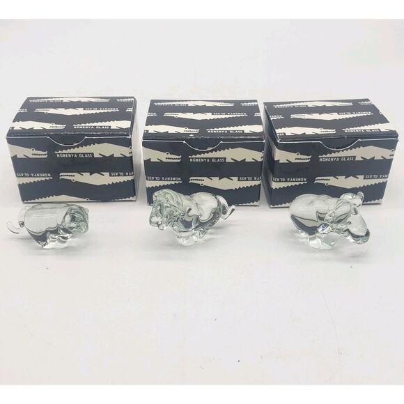 Ngwenyan Other - Ngwenya Handmade Glass Mini Figurines African Safari Lion Leopard Water Buffalo+
